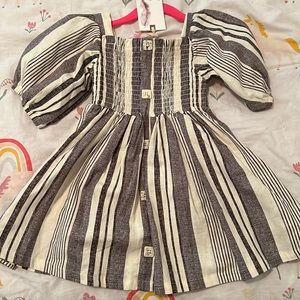 Gray and cream striped dress 3T